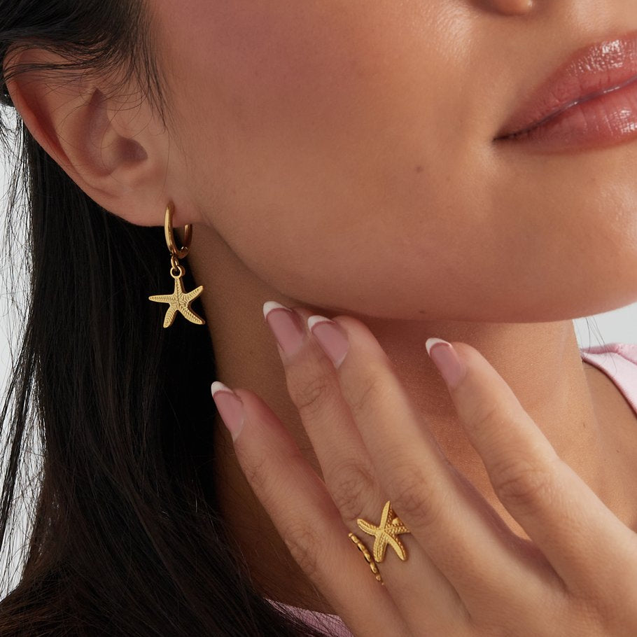 Chestnut square earrings