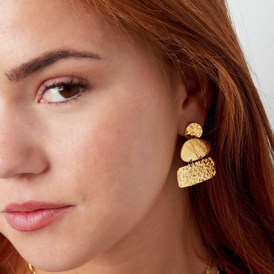 Chestnut square earrings