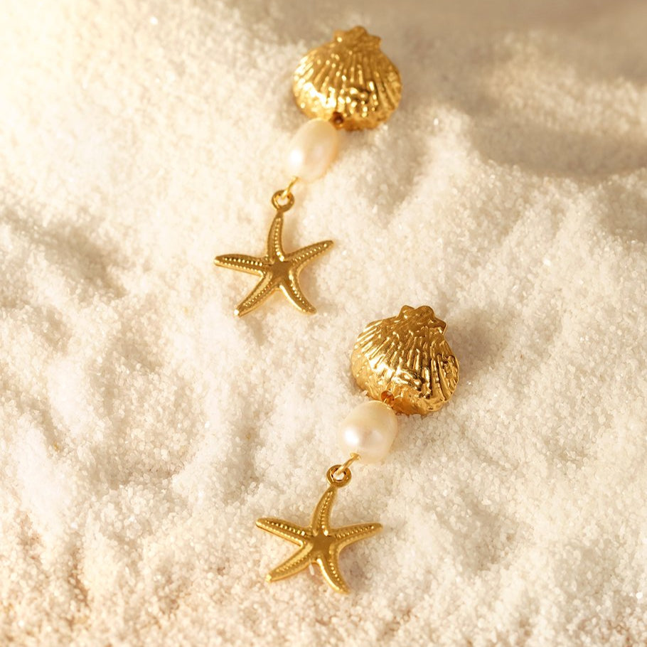 Chestnut square earrings