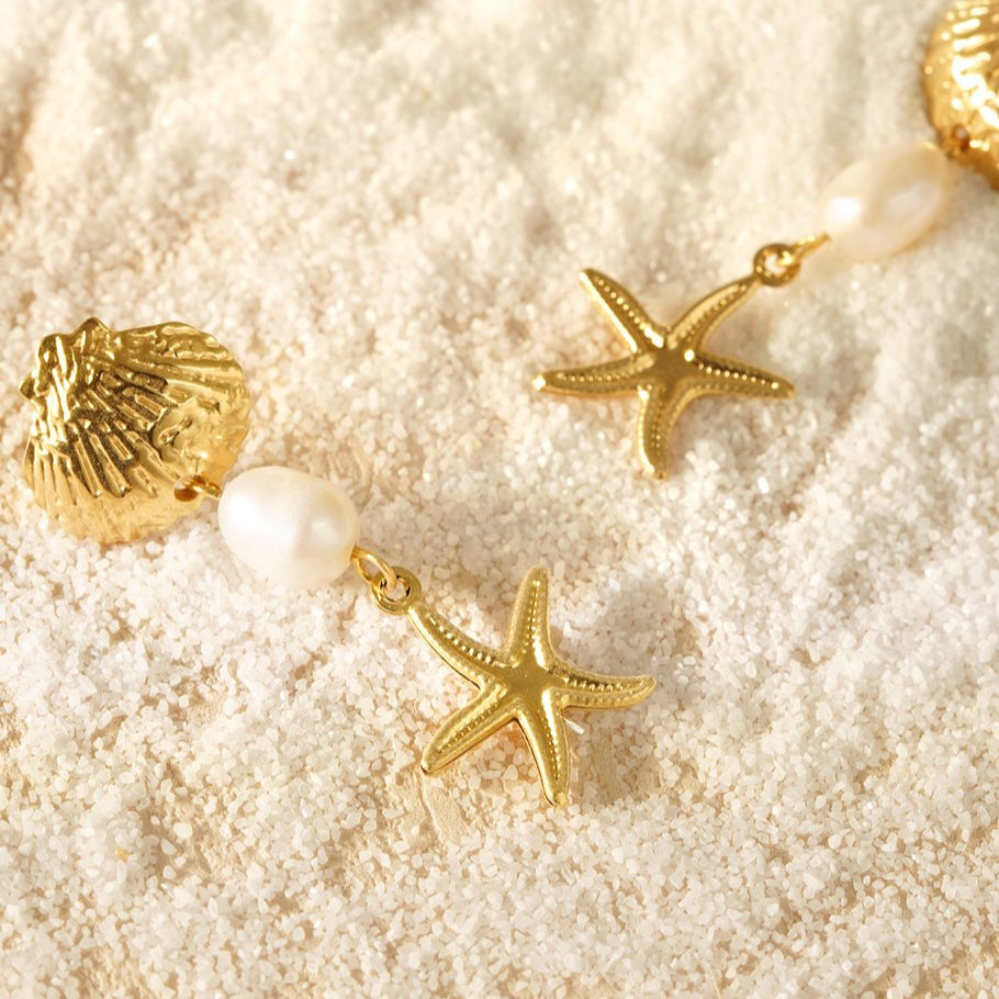 Chestnut square earrings