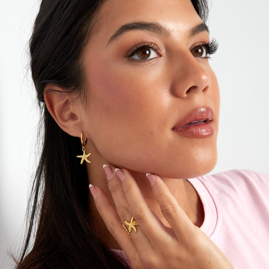 Chestnut square earrings