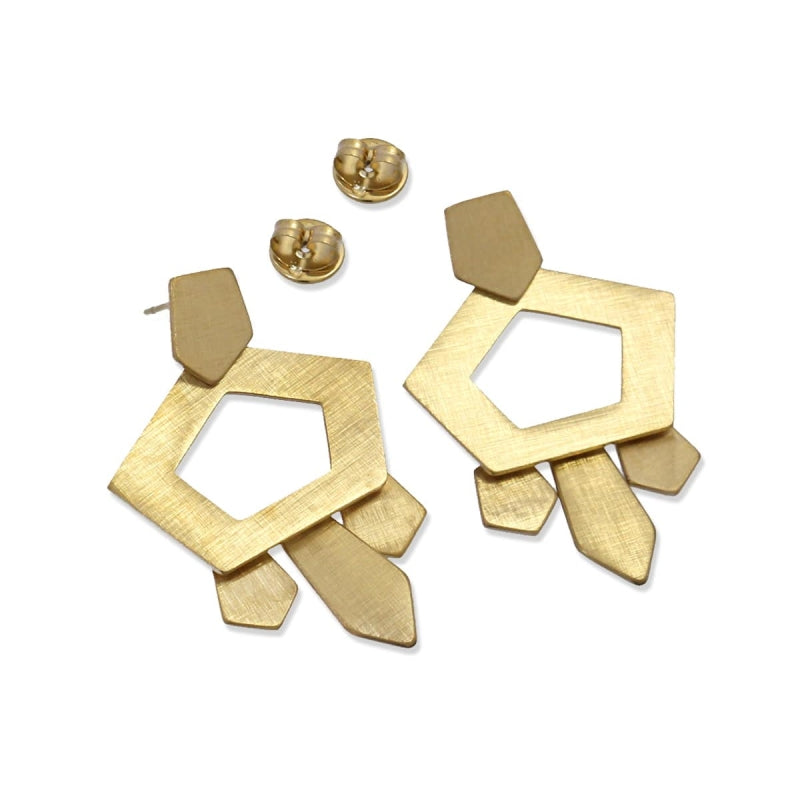 Boucles d'oreilles carrées châtaignes