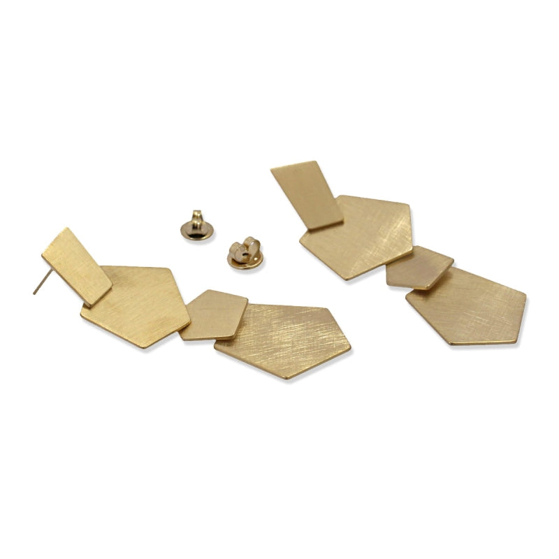 Boucles d'oreilles carrées châtaignes