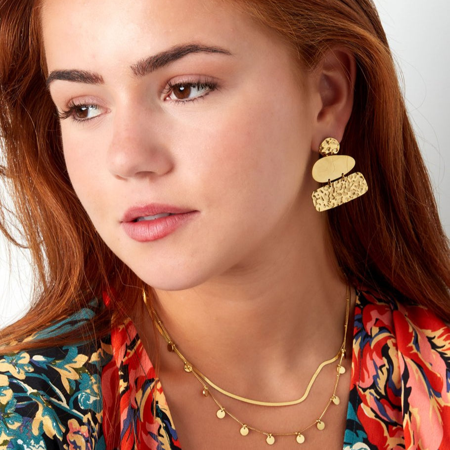 Chestnut square earrings