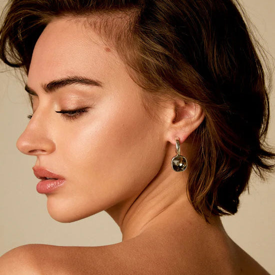 Pendientes cuadrados plata S925 cristal Swarovski en color morado acabado plata