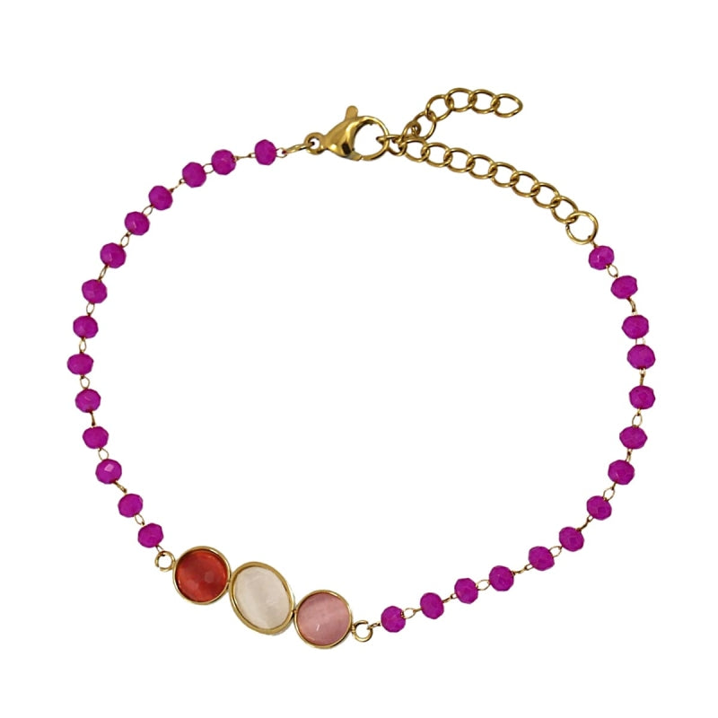 Pulsera de acero quirúrgico con piedras de cristal en en distintos colores acabado oro - Moments by You