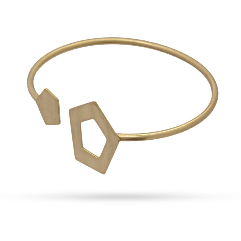 Pulsera de acero quirúrgico con dos formas geométricas pulidos en mate acabado oro - mbyou