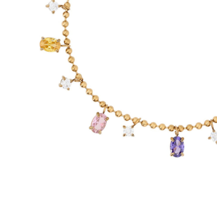 Pulsera de acero inoxidable de esferas con circonitas de colores acabado oro - mbyou