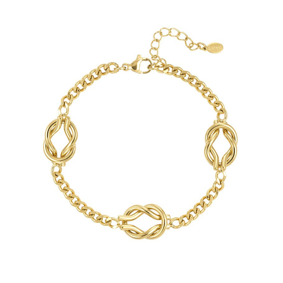 Pulsera de acero inoxidable eslabones con piezas infinito acabado oro - mbyou