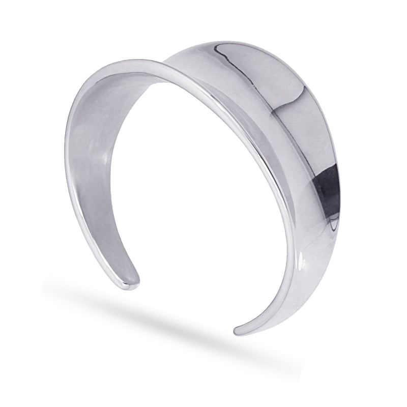 Pulsera brazalete de acero pulido con diseño totalmente liso y forma cóncava acabado plata - mbyou