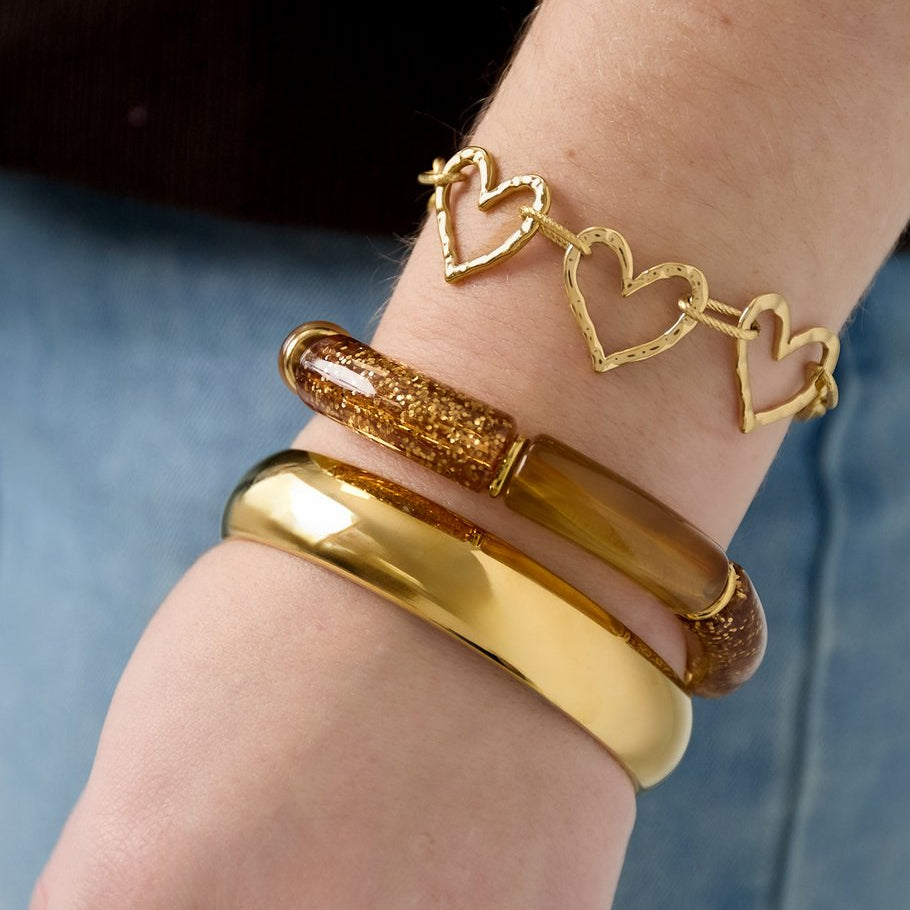 Pulsera rígida con cuentas acrílicas de estilo retro en color verde - mbyou