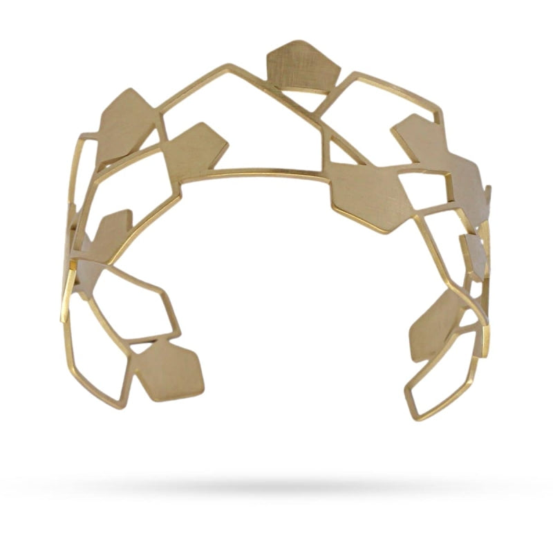 Pulsera de acero quirúrgico con formas geométricas pulido mate entera y con huecos acabado oro - mbyou