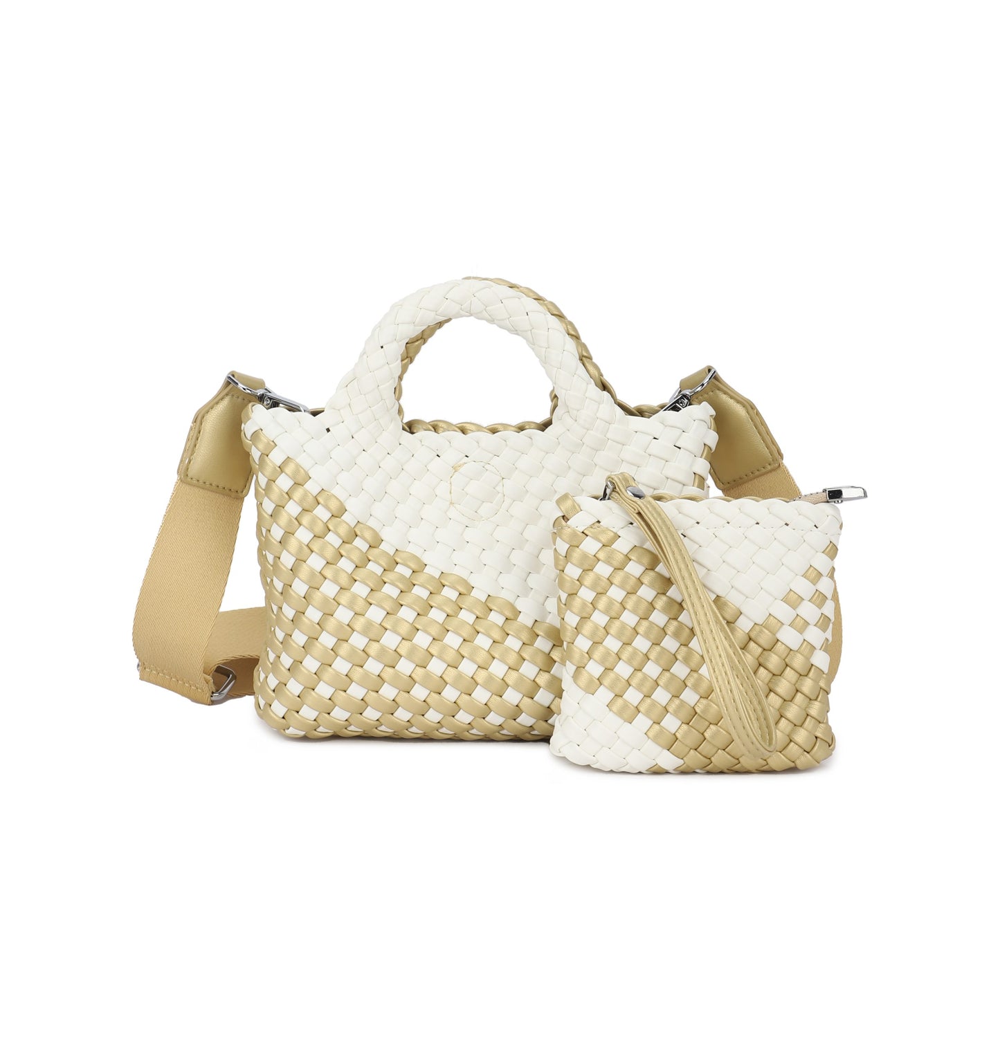 Bolso efecto piel trenzada color beige pequeño - Moments by You