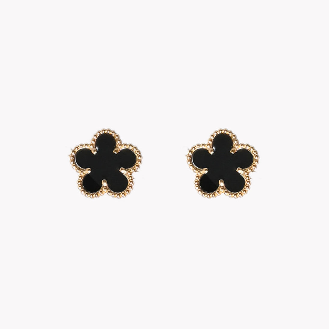 Pendientes de acero inoxidable con tréboles negro acabado oro - mbyou