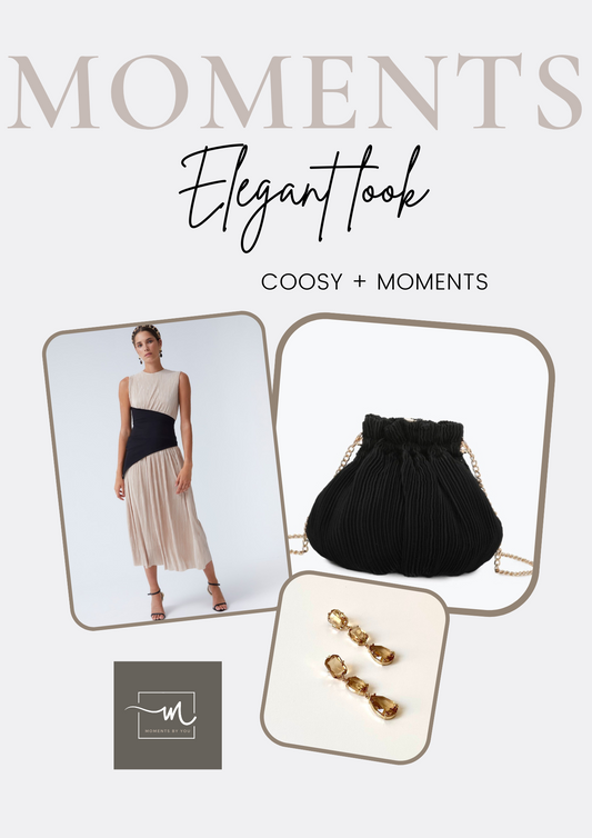 Elegancia en tonos neutros: un look con vestido beige y negro