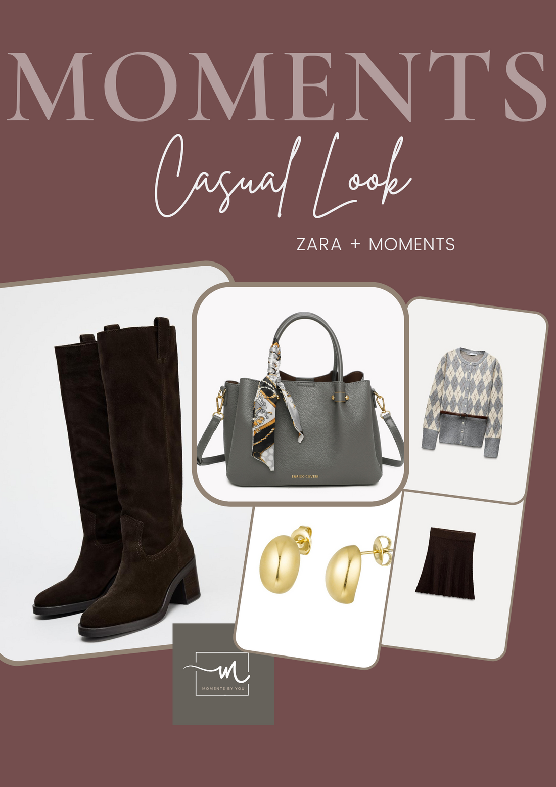 Outfit Chic en Tonos Grises y Chocolates