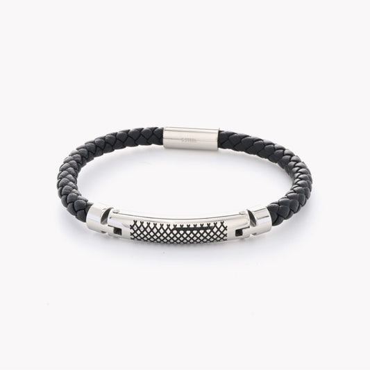 Pulsera de hombre de acero inoxidable fusión plata y negra