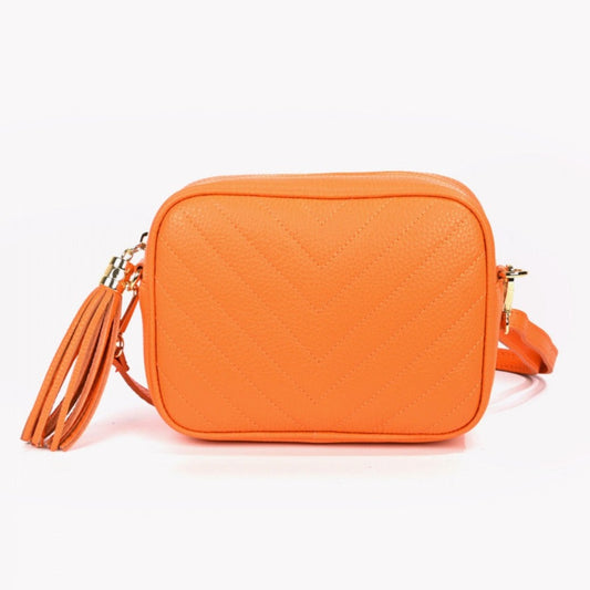 Summer orange crossbody bag - 100% leather