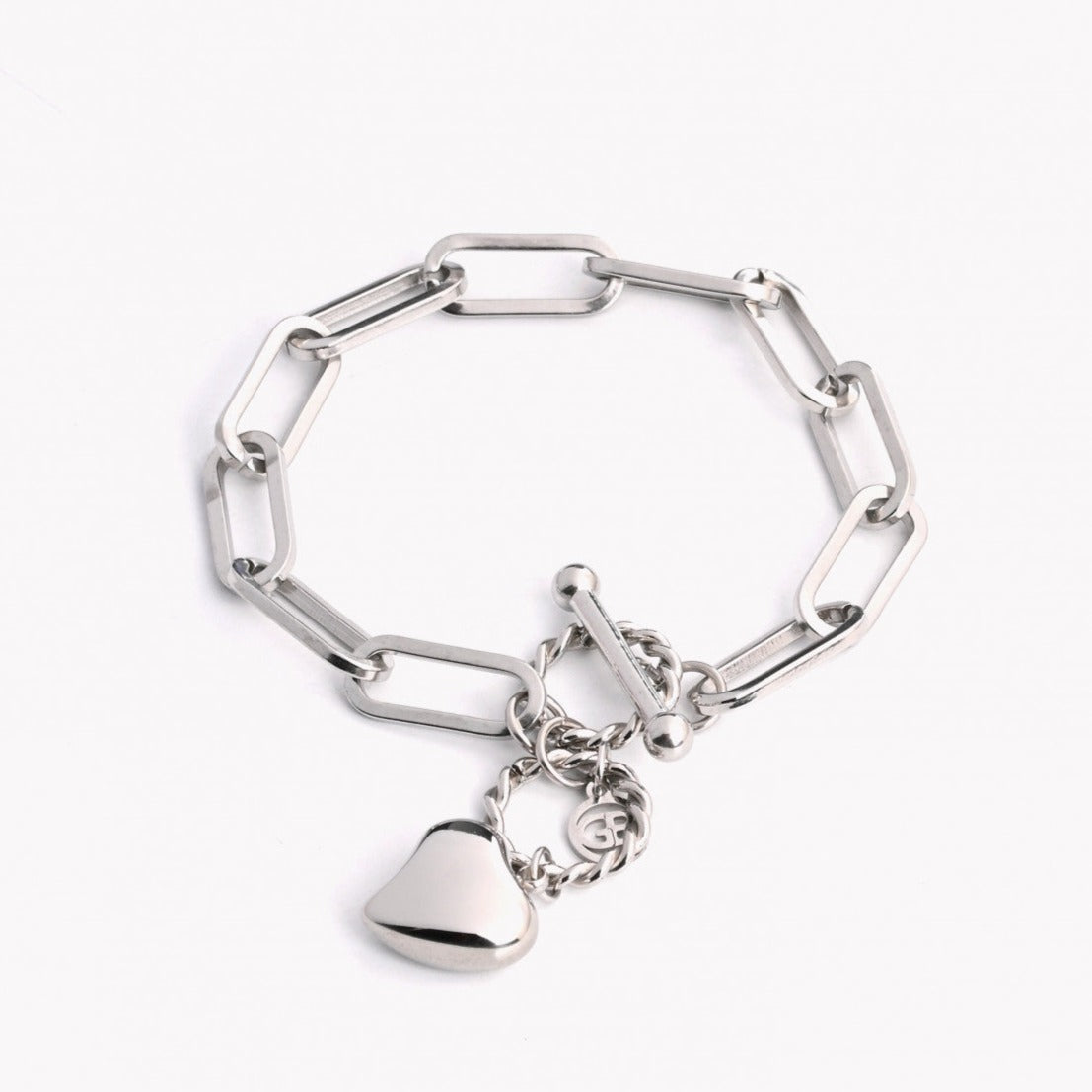 Bracelet plein coeur en argent