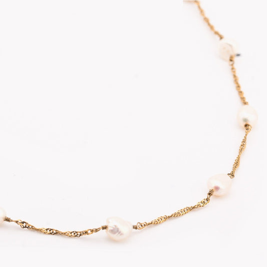 Collar acero perlas de agua - Moments by You