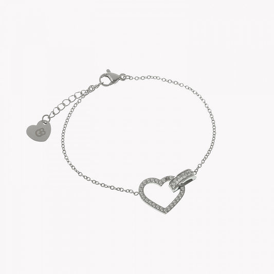 Pulsera acero corazón unido plateada