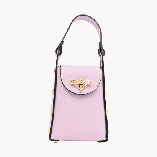 Sac à main abeille lilas - 100% cuir