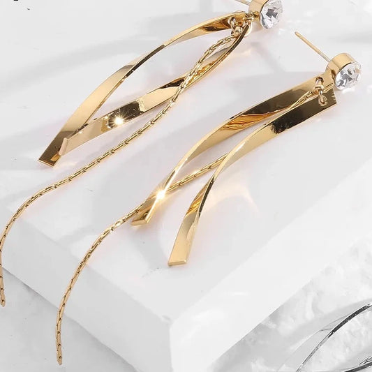 Golden feather earrings