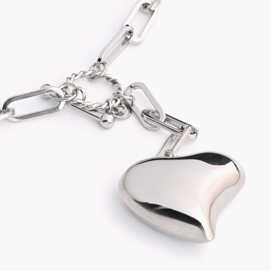 Collier coeur plein argent