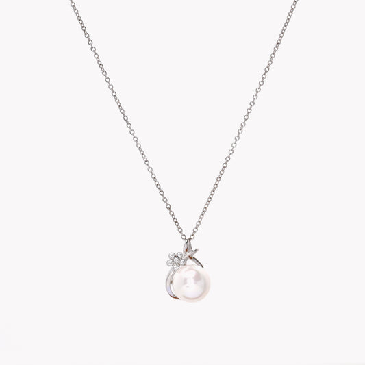 Collar de plata S925 con perla natural y circonitas - mbyou
