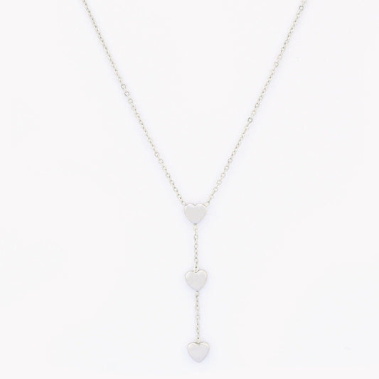 Collar acero inoxidable colgante corazones silver