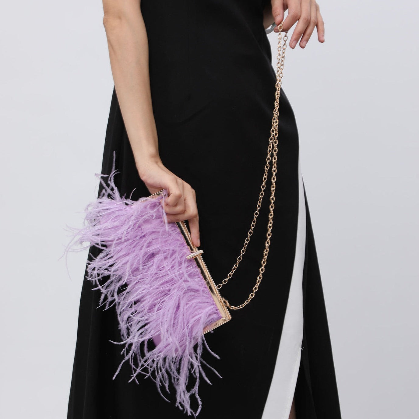 Light pink feather party handbag