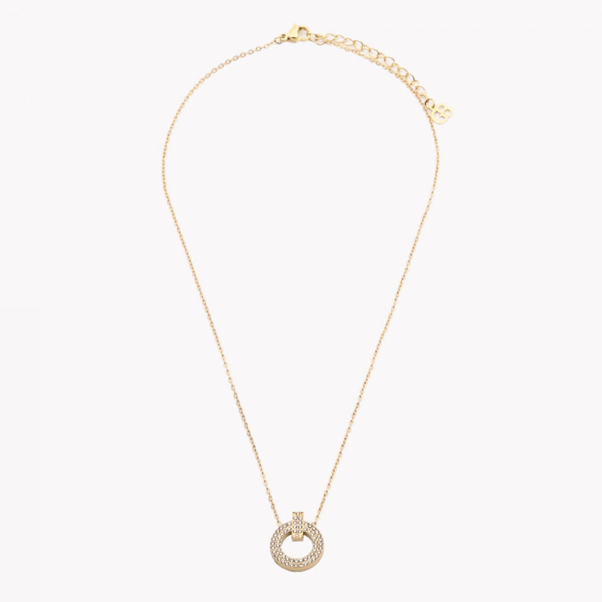 Gold circle steel necklace