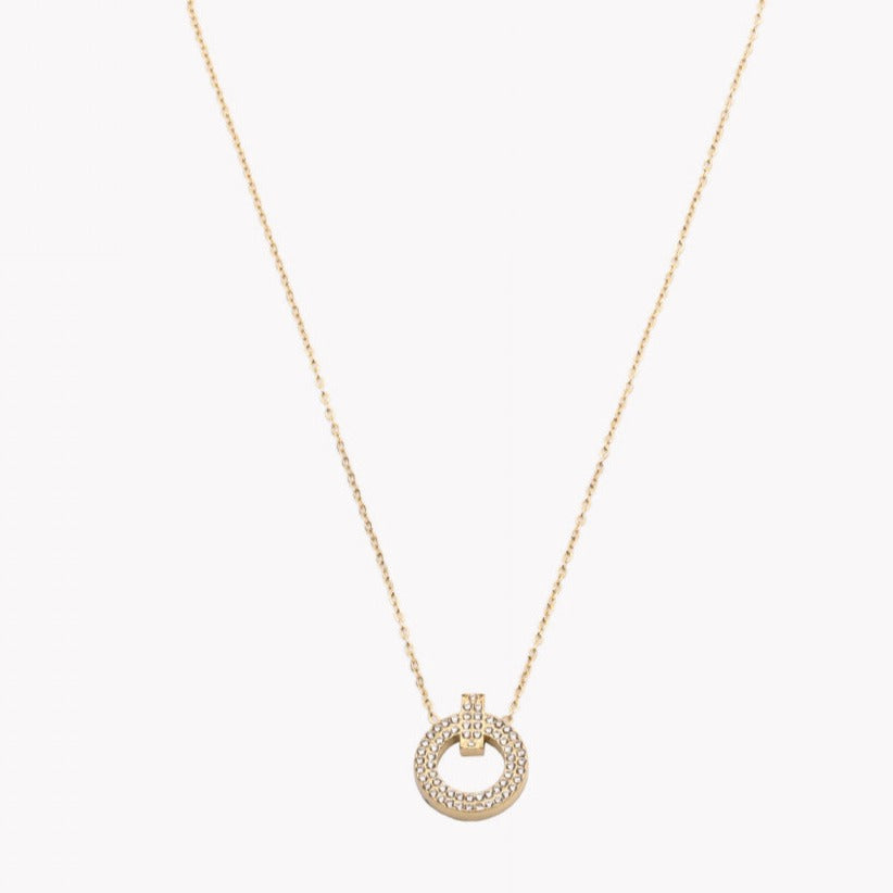 Gold circle steel necklace