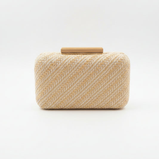 Bolso de mano fiesta trenzado rafia beige - mbyou - Moments by You