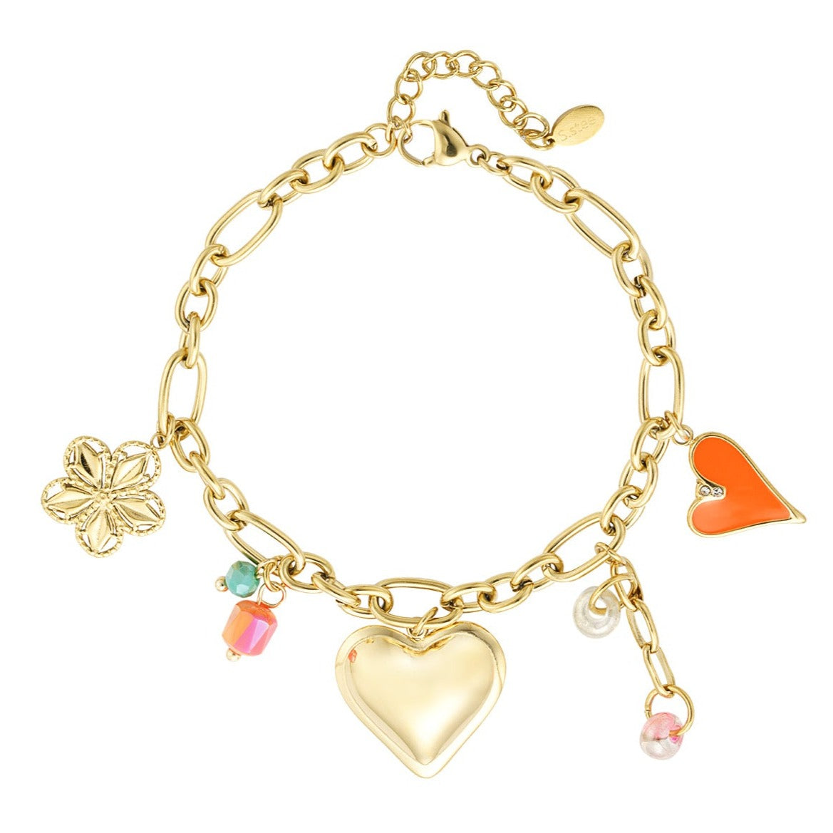 Golden zircon steel bracelet