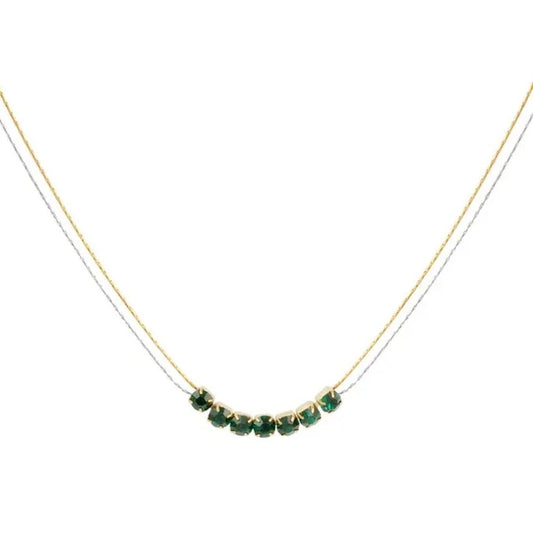 Steel necklace with green balls