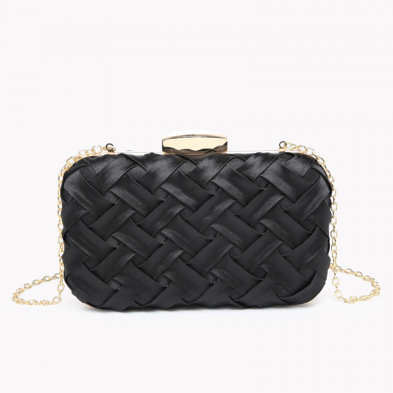 Bolso de mano clutch fiesta negro de raso con tiras cruzadas - Moments by You