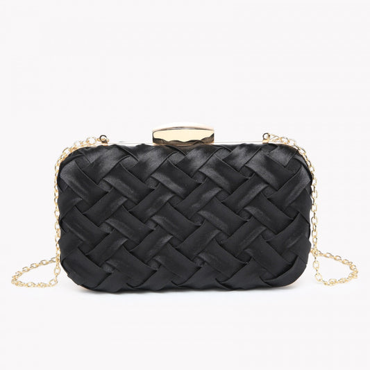 Bolso de mano clutch fiesta negro de raso con tiras cruzadas - Moments by You