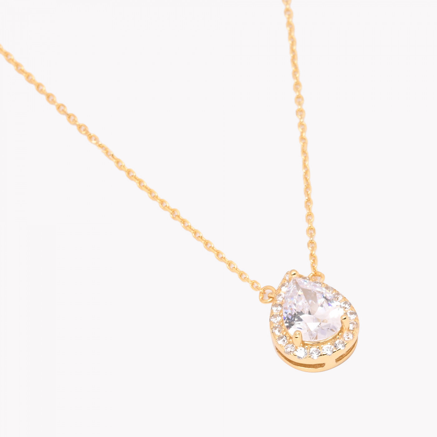 S925 silver necklace with oval zirconia gold finish