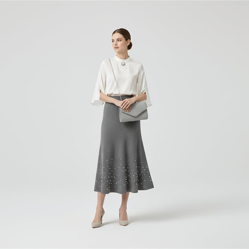 Bolso de mano fiesta metalizado tipo sobre gris oscuro - Moments by You