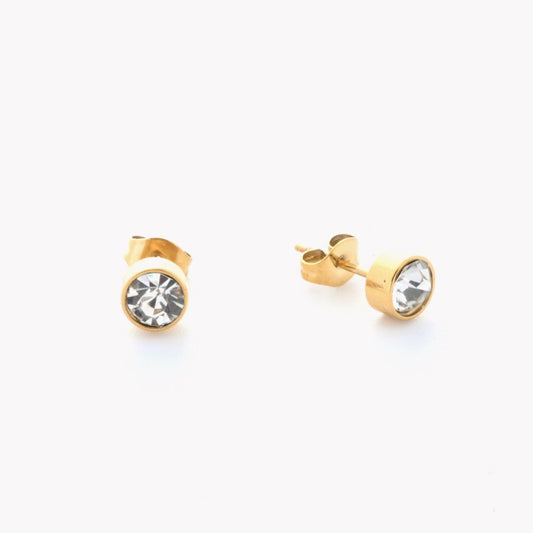 Pendientes de acero pequeños con brillante acabado oro unisex