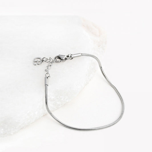 Pulsera acero básica cordón plata