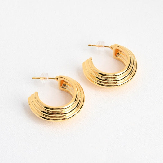 Pendientes aros bañados en oro 18kt gruesos oro