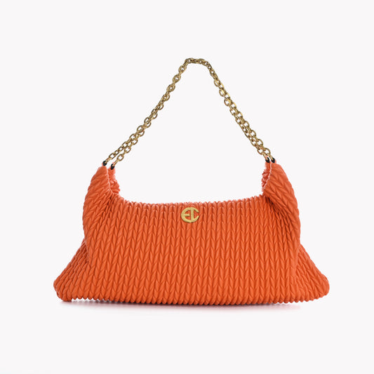 Bolso bandolera grande con textura arrugada naranja