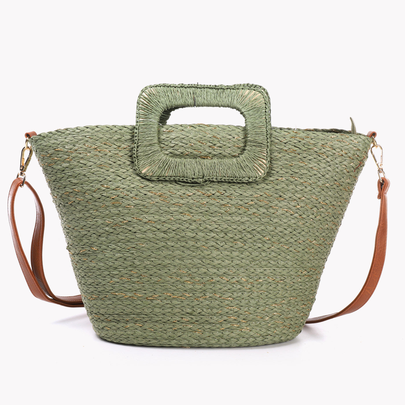 Green quilted shopper bag