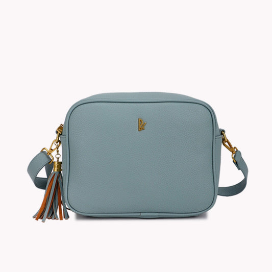 Crossbody bag with camel stitching