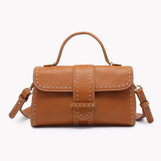 Crossbody bag with camel stitching