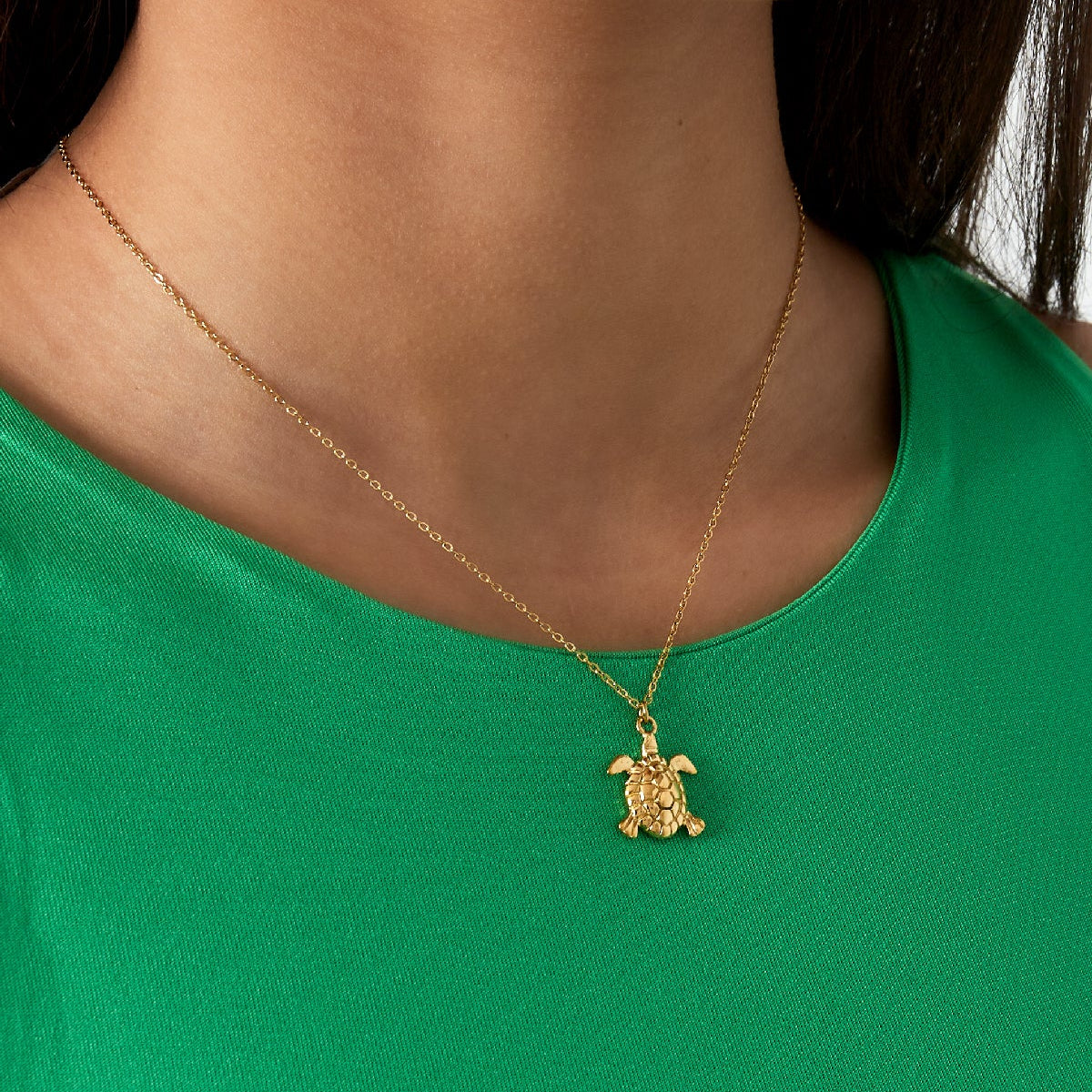 Collar de acero inoxidable colgante tortuga acabado plata - mbyou