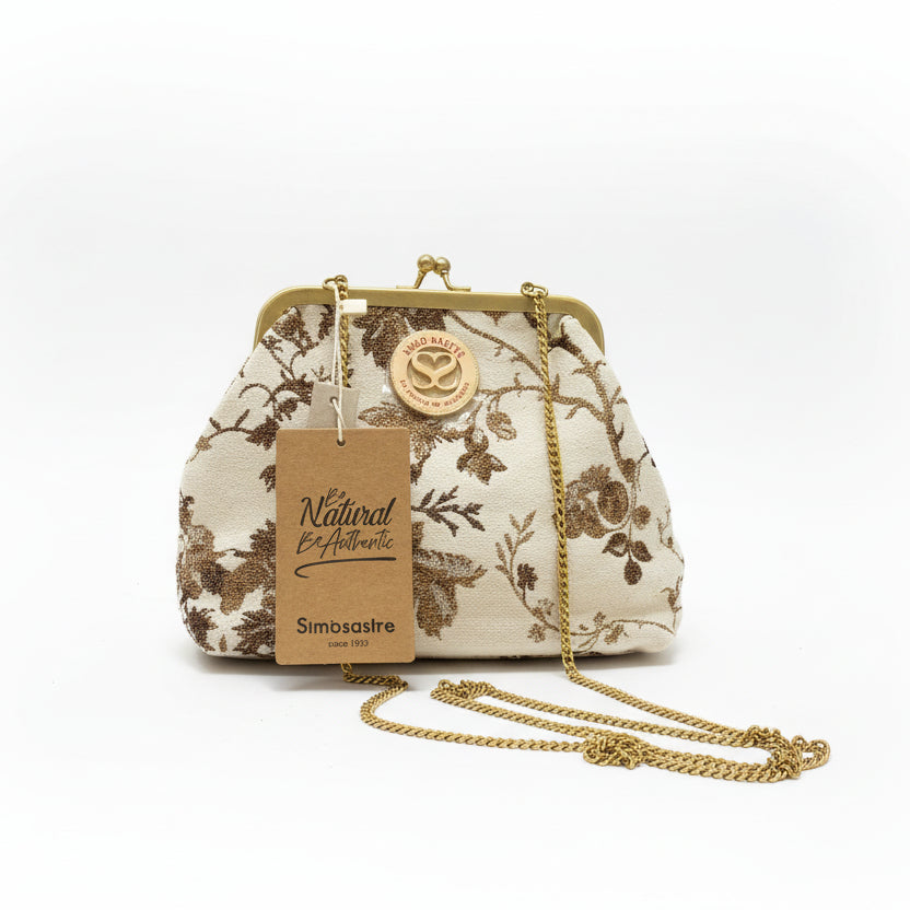 Bolso clutch de fibra 100% natural con estampado floral