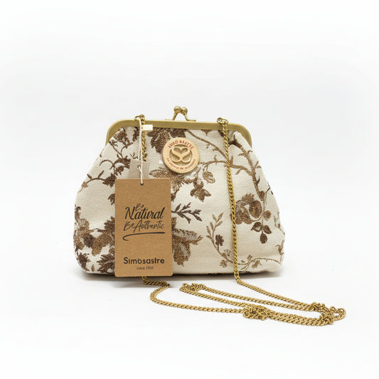 Bolso clutch de fibra 100% natural con estampado floral